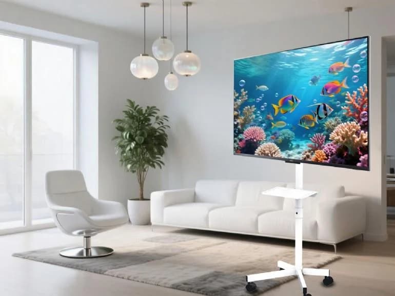 TV SET ACC FLOOR STAND 32-55"/CASTER WH TVS-55T-03-W GEMBIRD - Image 2