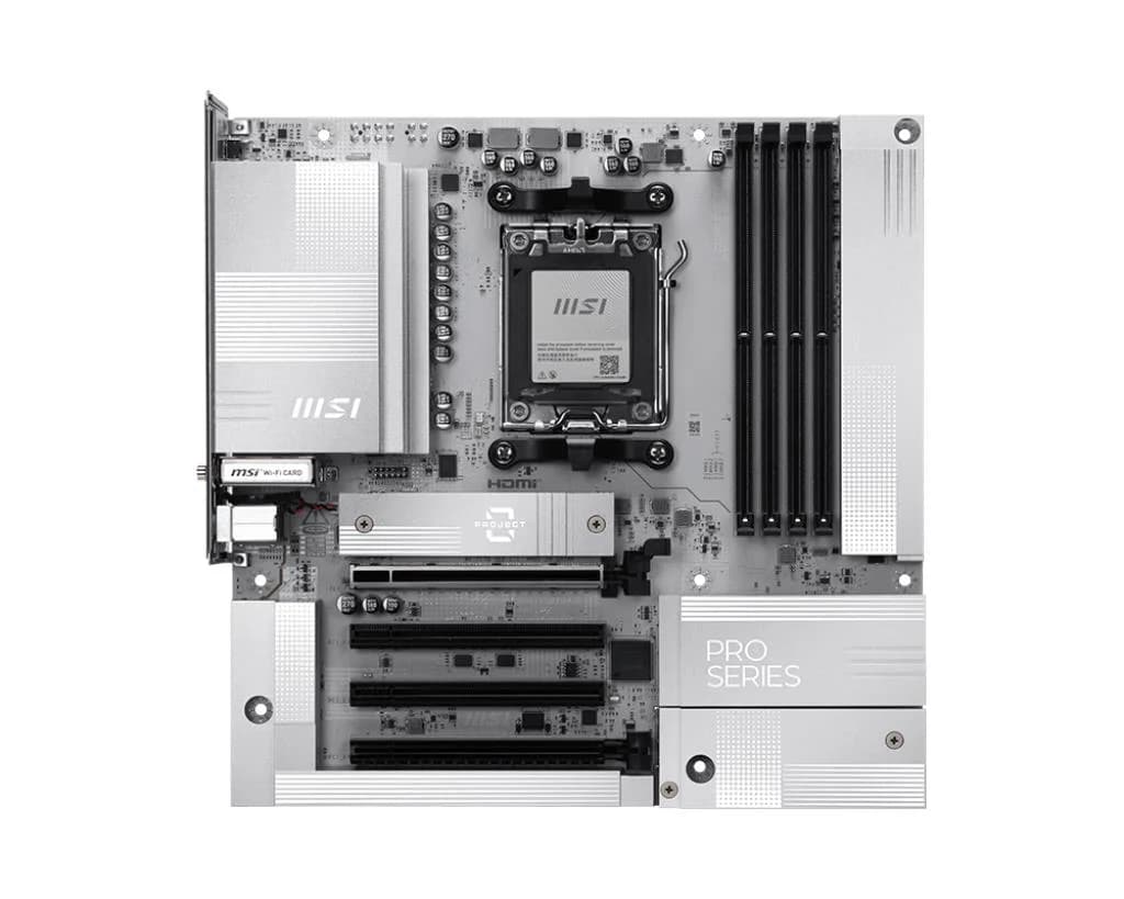 Mainboard MSI AMD B850 Socket AM5 micro ATX RAM DDR5-SDRAM 4xSlots Wi-Fi Yes Bluetooth Yes 1xPCI Express x4 slots 1xPCI Express x16 slots 2xNumber of M.2 (M) slots PROB850M-AWIFIPZ - Image 1
