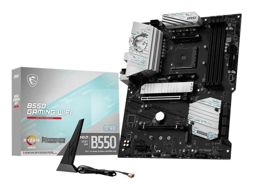 Mainboard MSI AMD B550 Socket AM4 ATX RAM DDR4-SDRAM 4xSlots Wi-Fi Yes Bluetooth Yes 2xNumber of M.2 (M) slots B550GAMINGWIFI - Image 1