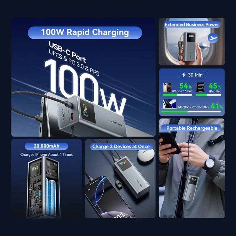 POWER BANK USB 20000MAH 100W/FKCH0 VENTION - Image 3