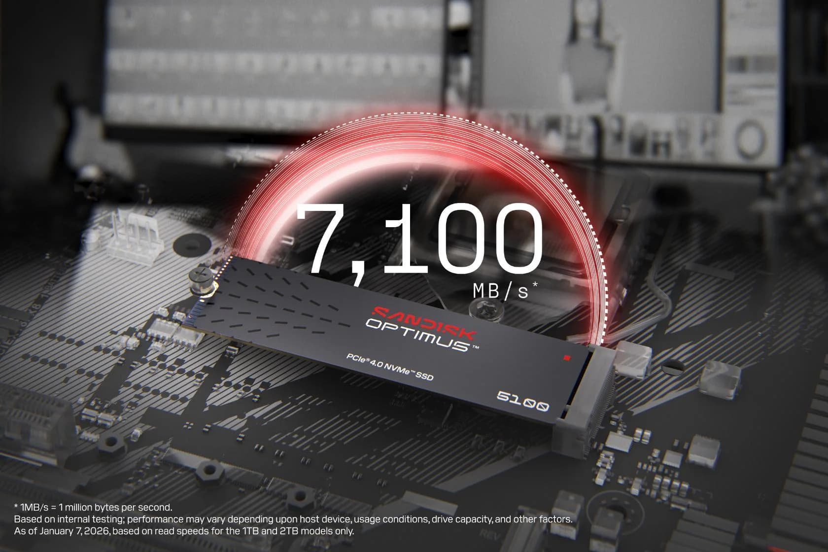 SSD SANDISK 600xTBW rating MTBF 1750000 h Read speed 7100 MB/s Write speed 6700 MB/s NVMe Yes PCI Express 4.0 M.2 1000 GB SDSP51100TAN-000E0 - Image 5