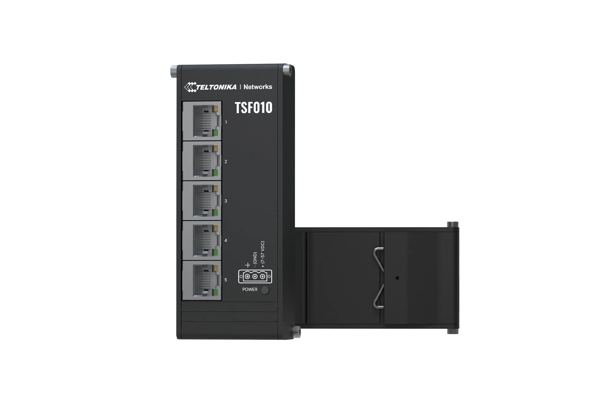 Switch TELTONIKA Switch type Unmanaged Form factor DIN rail 5xRJ-45 ports RJ-45 Ports Type Fast Ethernet (10/100) 5xFast Ethernet (copper) ports quantity TSF010000000 - Image 1