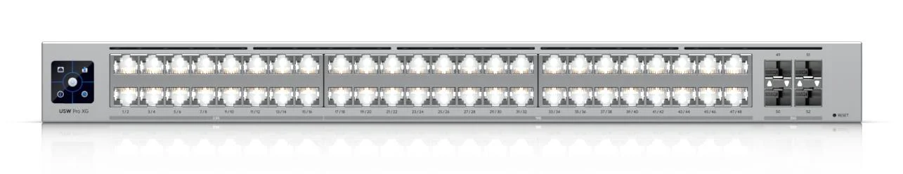 Switch UBIQUITI Switch type Managed Switch layer L2/L3 Rack mounting Yes Stackable Yes Form factor 1U 48xRJ-45 ports RJ-45 Ports Type 10G Ethernet (100/1000/10000) 16x2.5G Ethernet (copper) ports quantity 32x10G Ethernet (copper) ports quantity 4xSFP28 ports quantity 10G support Yes USW-PRO-XG-48 - Image 3