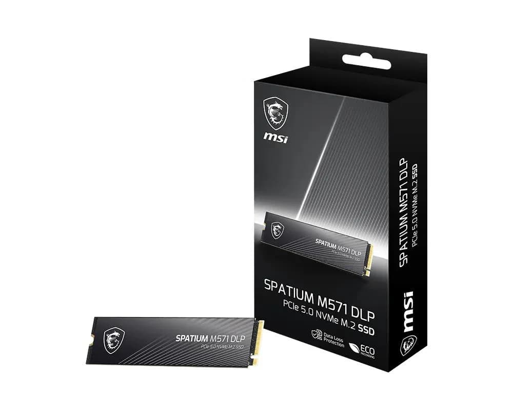 SSD MSI 1400xTBW rating MTBF 1500000 h Read speed 14500 MB/s Write speed 11000 MB/s NVMe Yes PCI Express 5.0 M.2 2000 GB SPATIUM M571 DLP PCIe 5.0 NVMe M.2 S78-440Q1K0-P83 - Image 1