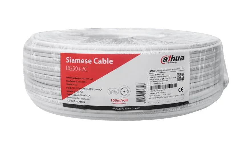 CABLE RG59 COAX+PWR 100M WHITE/PFM941I-RG59N/21-100-W DAHUA - Image 1