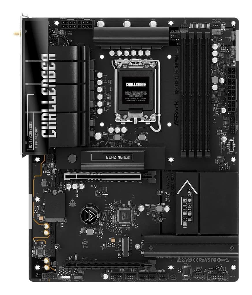 Mainboard ASROCK Intel B860 LGA 1851 (Socket V1) ATX RAM DDR5-SDRAM 4xSlots Wi-Fi Yes Bluetooth Yes 1xNumber of M.2 (M) slots B860CHALLENGERWIFI - Image 1