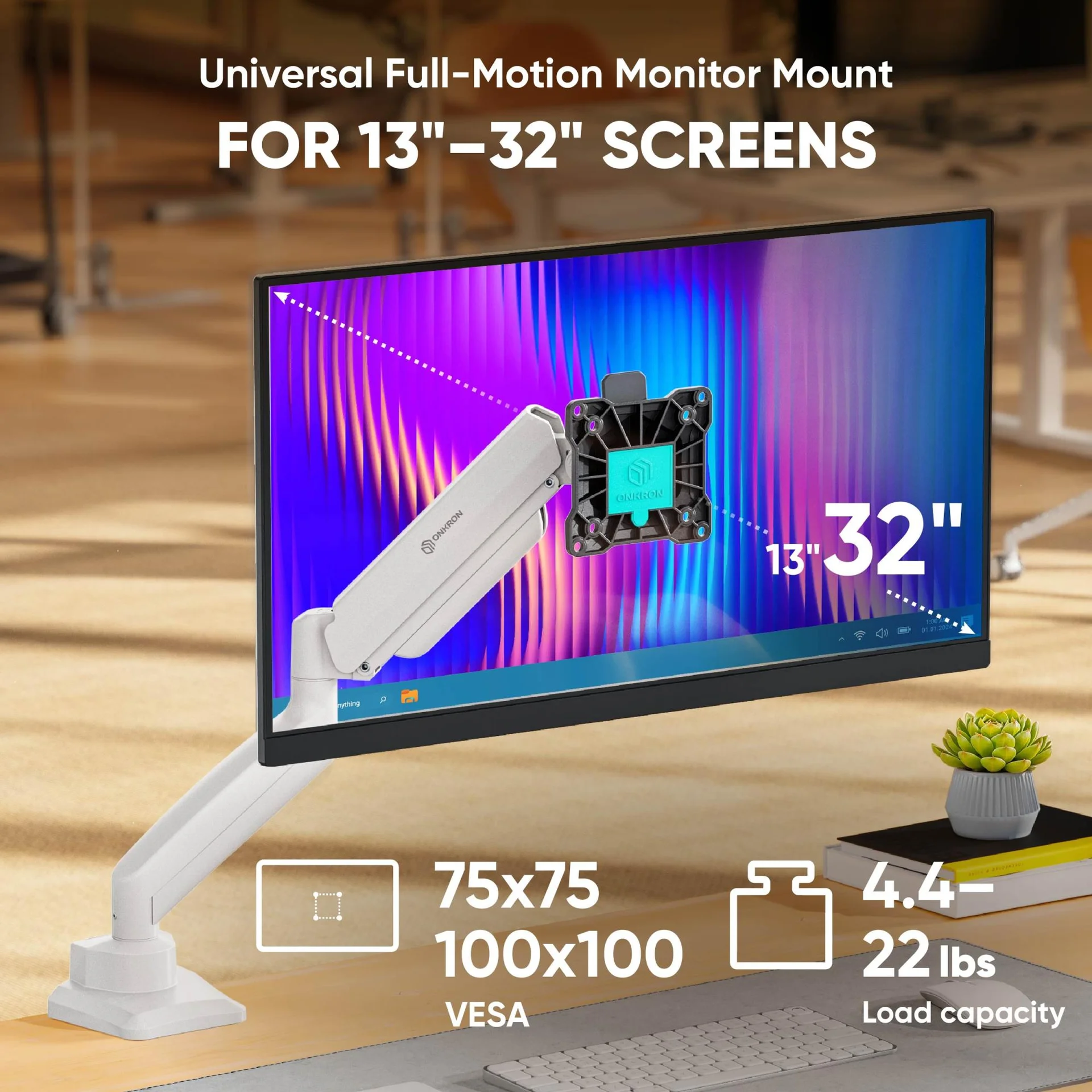 MONITOR ACC DESK MOUNT/13-32" BLK/WHT G80-BW ONKRON - Image 3