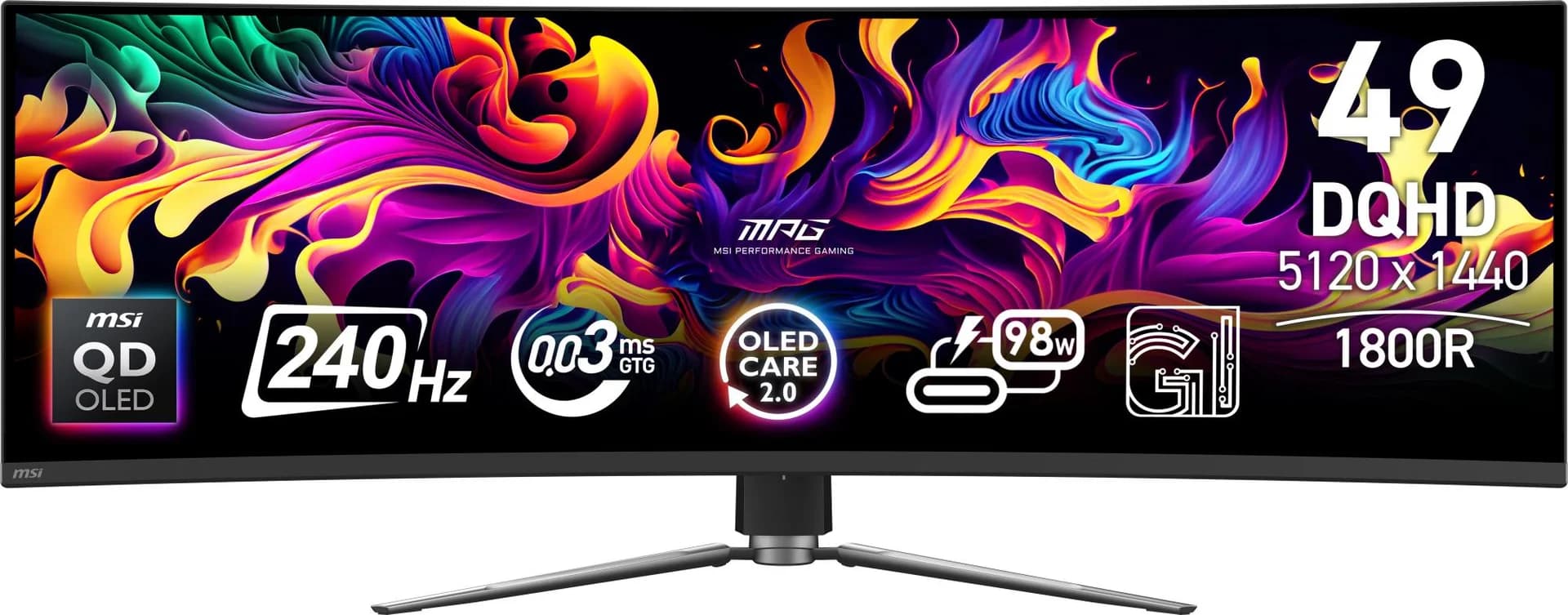 Monitor MSI 49 " 5120 x 1440 pixels Dual QHD Native aspect ratio 32:9 QD-OLED Curved MPG491CQPXQD-OLED - Image 8