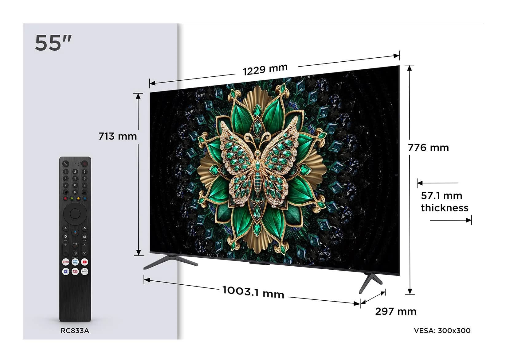TV Set TCL 55 " 4K Ultra HD 3840 x 2160 pixels Flat 16:9 QD-Mini LED 55C69K - Image 2