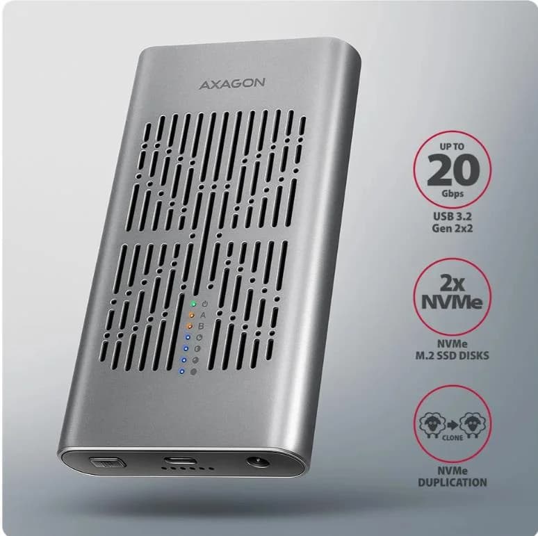 SSD ACC ENCLOSURE M.2 NVME/USB-C EEM2-20GD AXAGON - Image 2