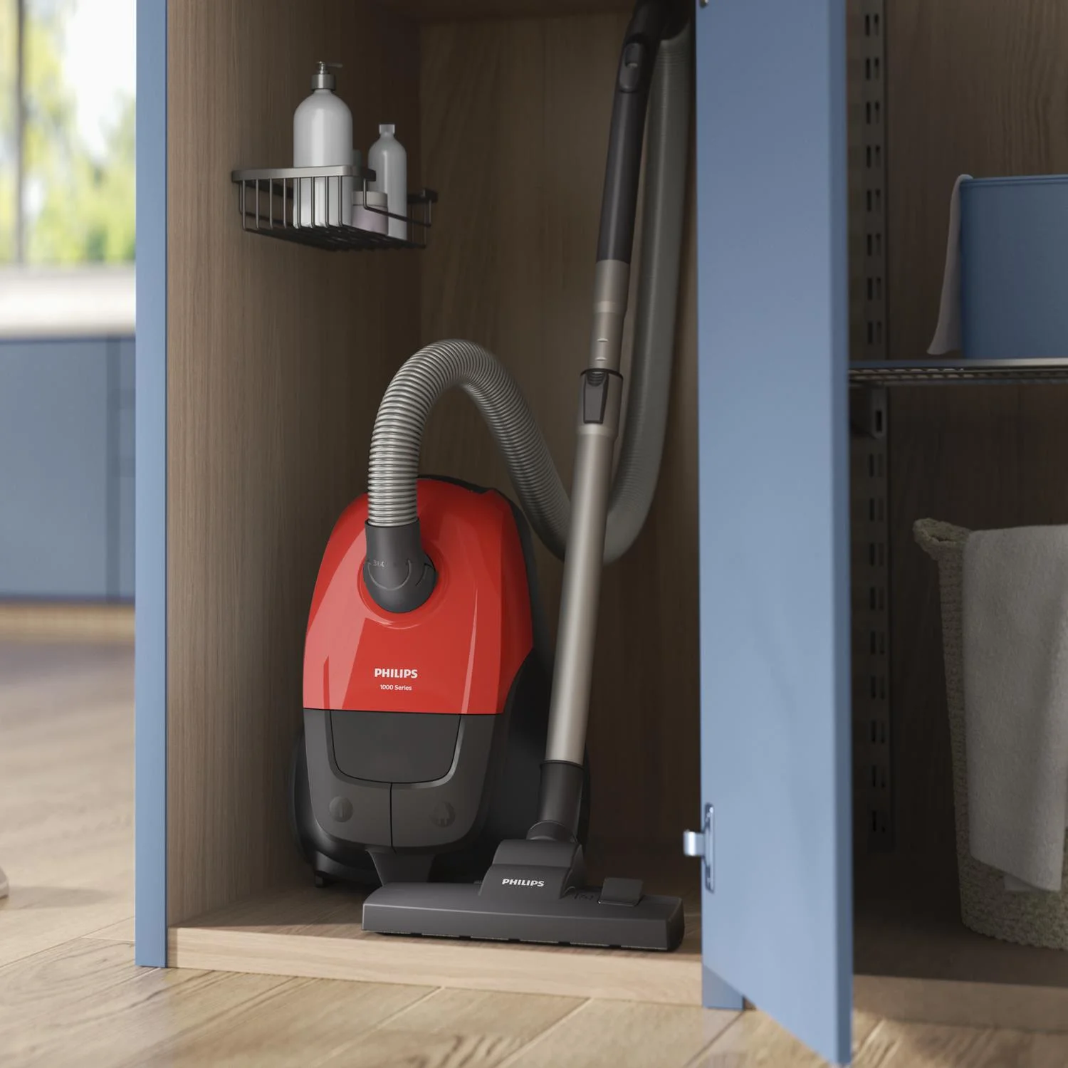 Vacuum Cleaner PHILIPS Input power 800 W Dust capacity 3 L Cylinder vacuum Cleaning type Dry Dust container Dust bag Colour Black/Red XD1111/10 - Image 1