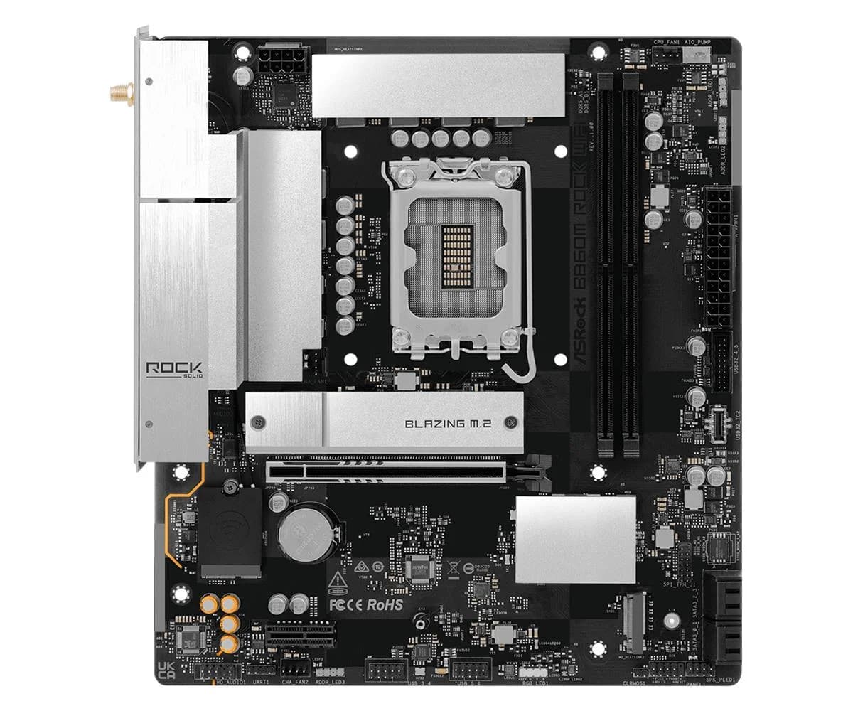 Mainboard ASROCK Intel B860 LGA 1851 (Socket V1) micro ATX RAM DDR5-SDRAM 2xSlots Wi-Fi Yes Bluetooth Yes 1xNumber of M.2 (M) slots B860MROCKWIFI - Image 3
