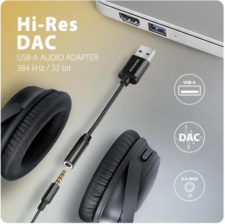 ADAPTER USB-C TO AUDIO 3.5MM/DAC 0.1M ADA-HA AXAGON - Image 2