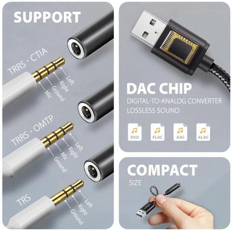ADAPTER USB-C TO AUDIO 3.5MM/DAC 0.1M ADA-HA AXAGON - Image 3