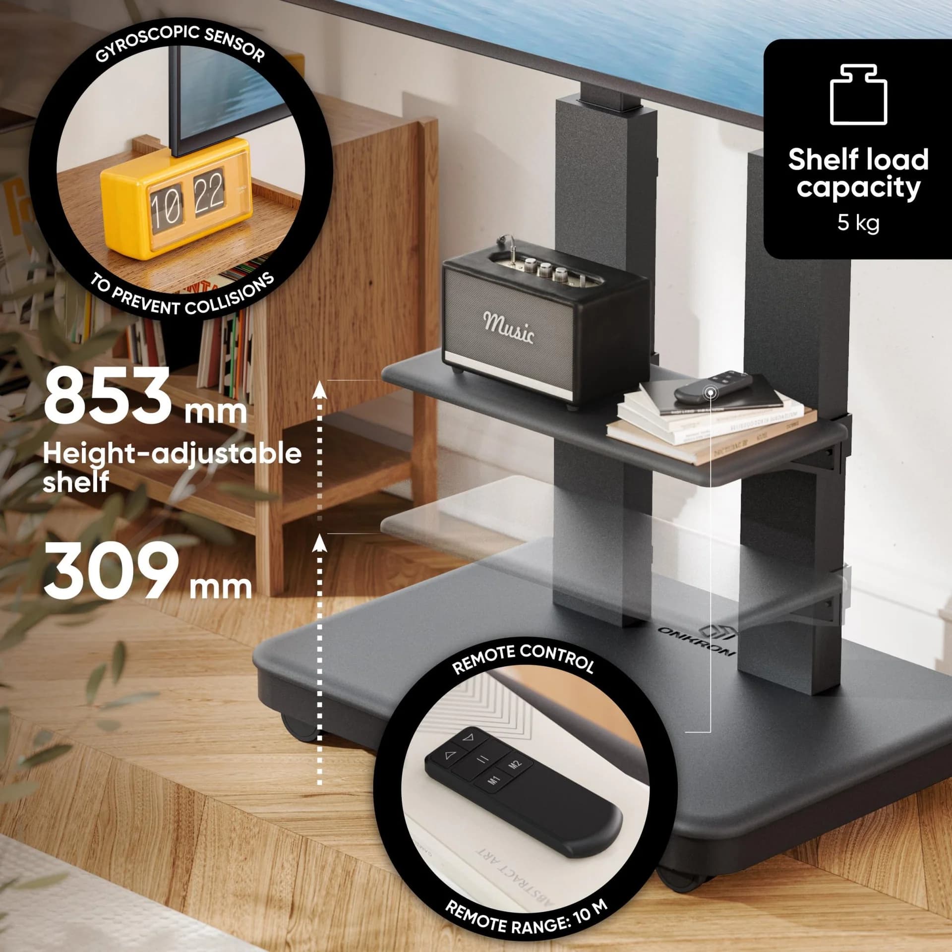 TV SET ACC MOBILE STAND/50-120/BLACK TS2811E-B ONKRON - Image 7