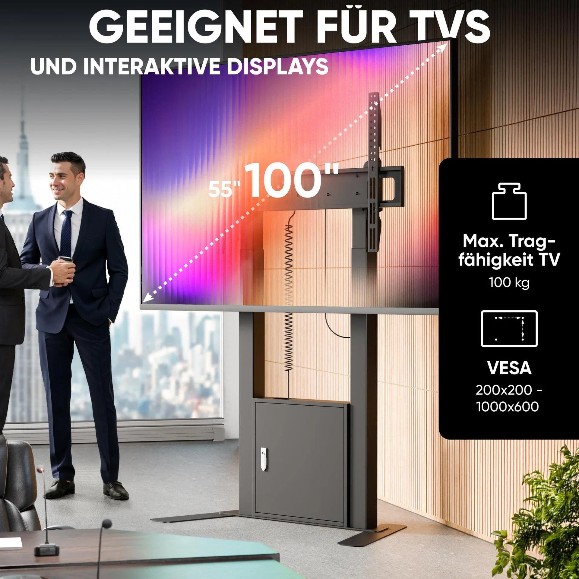 TV SET ACC FLOOR STAND /55-100/BLACK FPRO2L-40-B ONKRON - Image 3