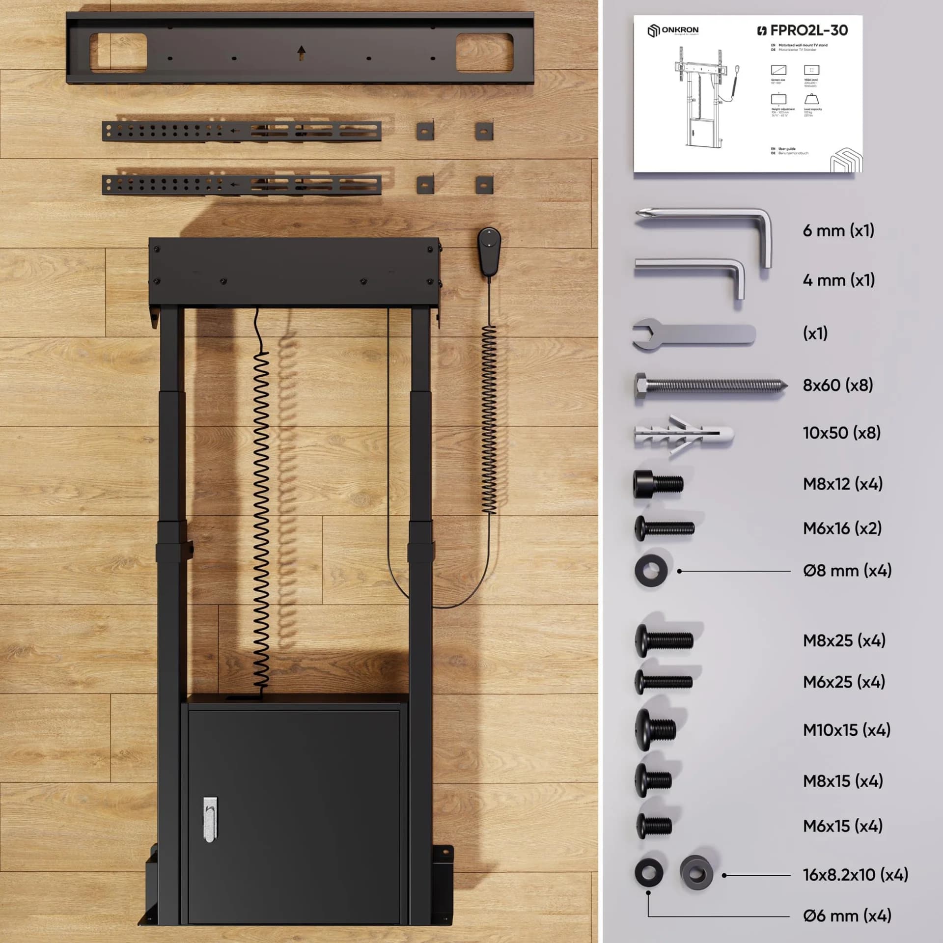 TV SET ACC FLOOR STAND /55-100/BLACK FPRO2L-30-B ONKRON - Image 2