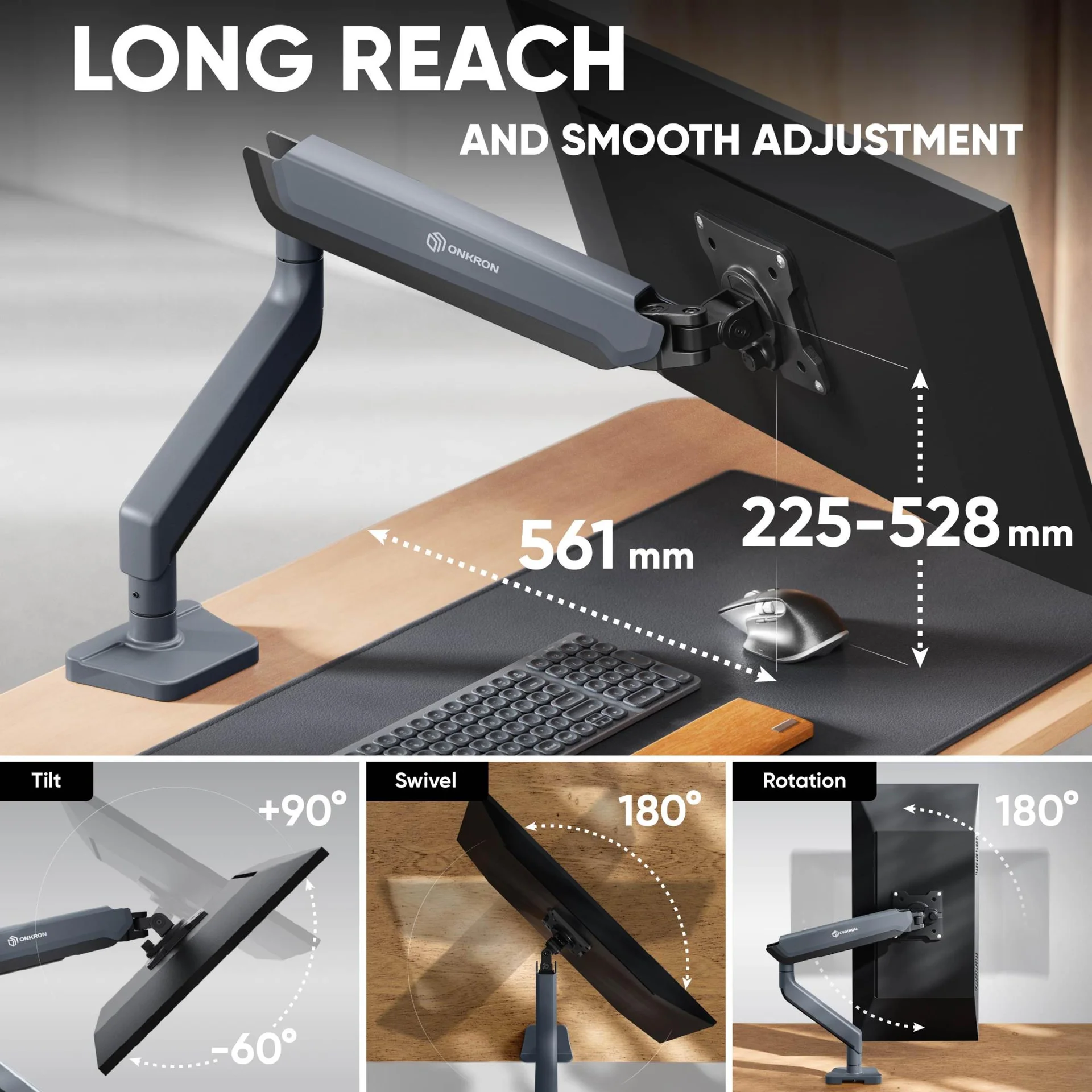 MONITOR ACC DESK MOUNT/17-45" GRAPHITE G95-G ONKRON - Image 4