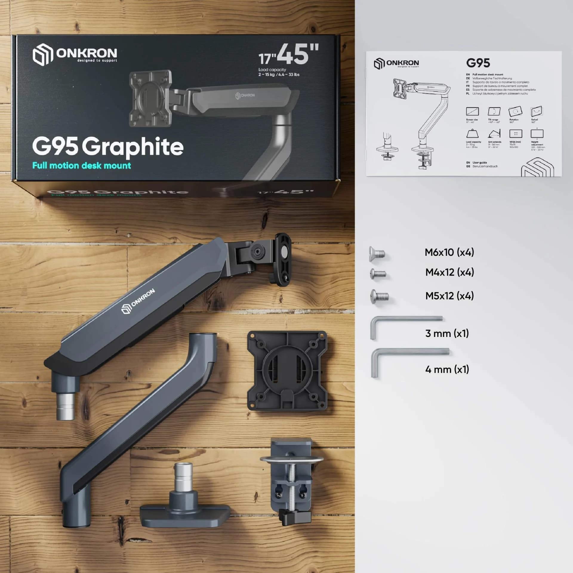 MONITOR ACC DESK MOUNT/17-45" GRAPHITE G95-G ONKRON - Image 8