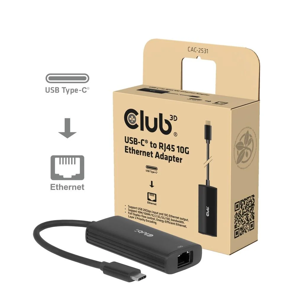 I/O ADAPTER USB-C TO RJ45/10G M/F CAC-2531 CLUB3D - Image 2