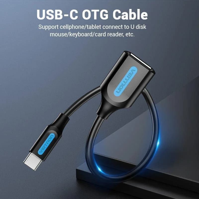 CABLE USB2.0C MALE TO A FEMALE/0.15M BLACK CCSBB VENTION - Image 2