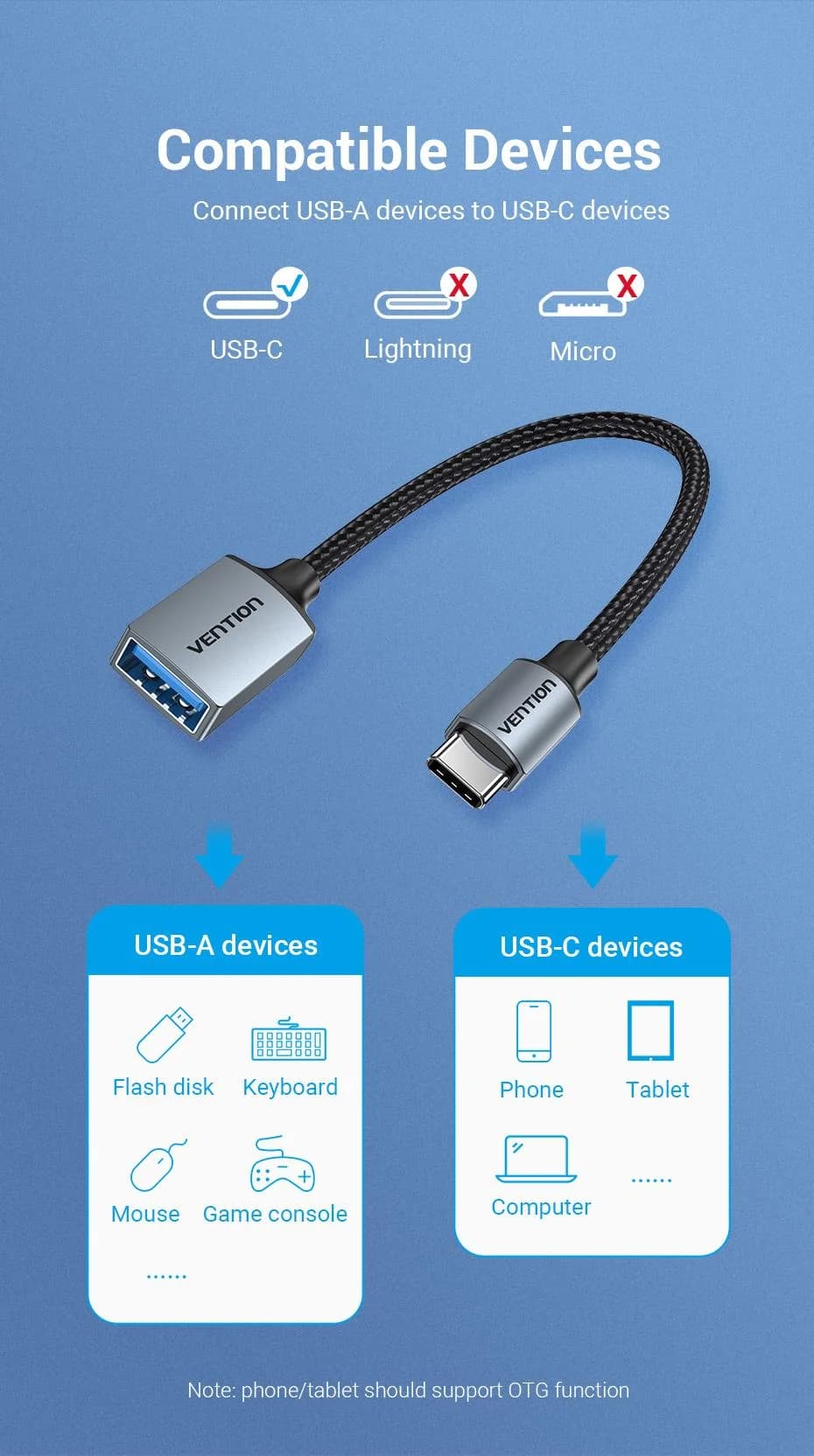 CABLE USB3.0C MALE TO A FEMALE/0.15M GRAY CCXHB VENTION - Image 10