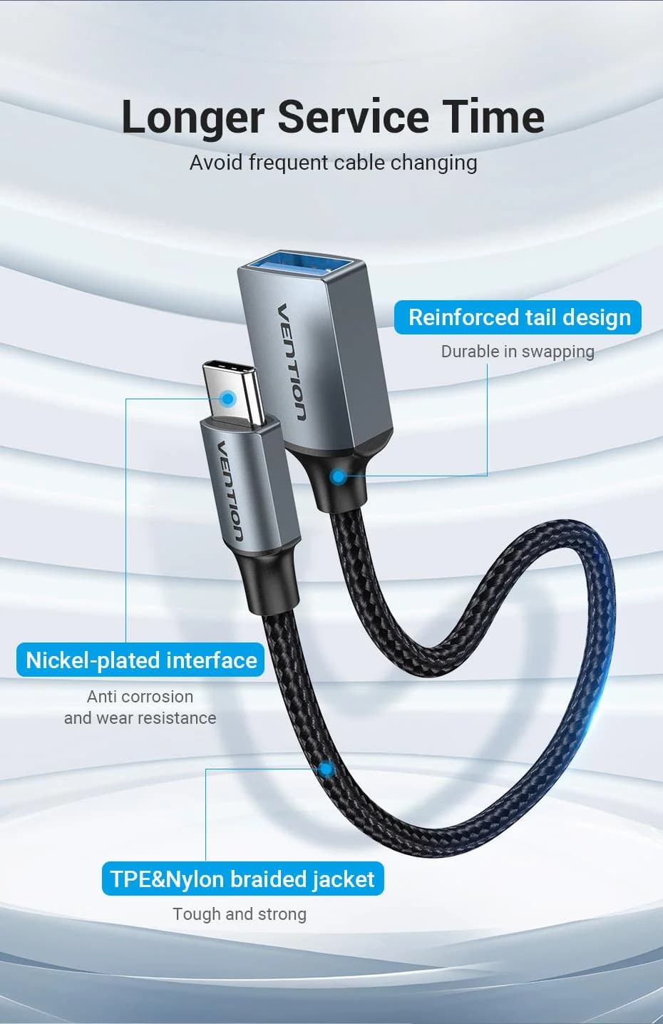 CABLE USB3.0C MALE TO A FEMALE/0.15M GRAY CCXHB VENTION - Image 13