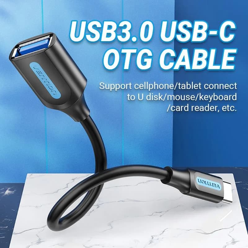 CABLE USB3.1C MALE TO A FEMALE/0.15M BLACK CCVBB VENTION - Image 2