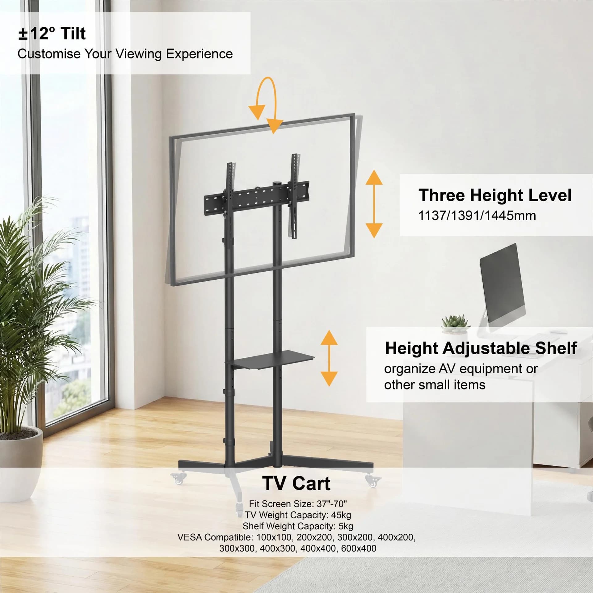 TV SET ACC FLOOR STAND 37-70"/TVS-70T-01 GEMBIRD - Image 5
