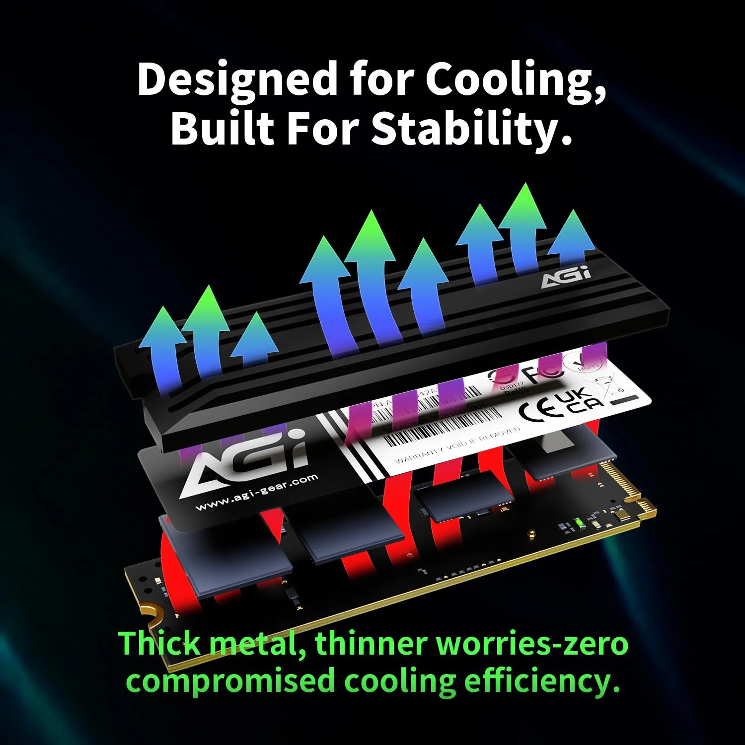 SSD AGI 750xTBW rating MTBF 2000000 h Read speed 7400 MB/s Write speed 5200 MB/s NVMe Yes PCI Express 4.0 M.2 1000 GB AGI1T0G44AI828-CB - Image 2