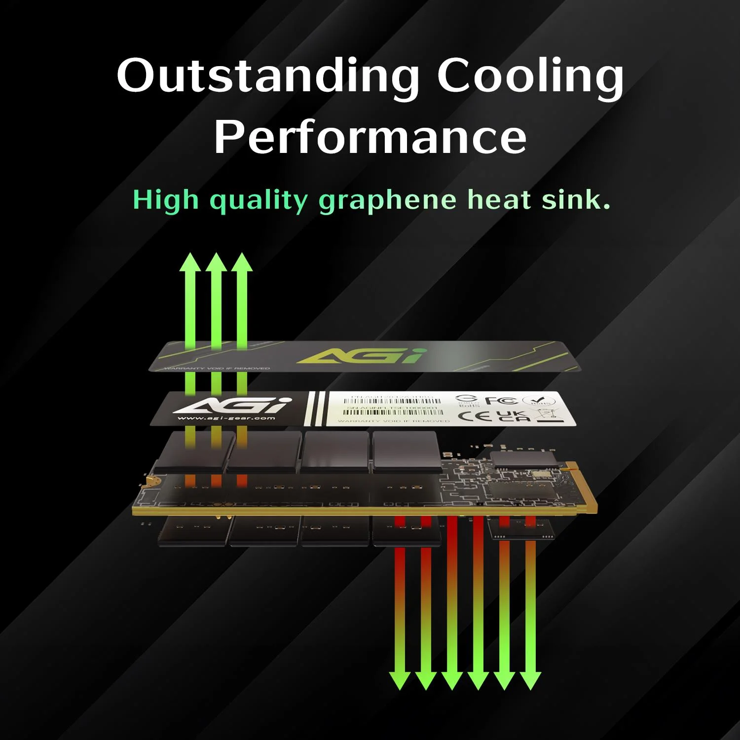 SSD AGI 600xTBW rating MTBF 1600000 h Read speed 4700 MB/s Write speed 2800 MB/s NVMe Yes PCI Express 4.0 M.2 1000 GB AGI1T0G43AI818-CB - Image 1
