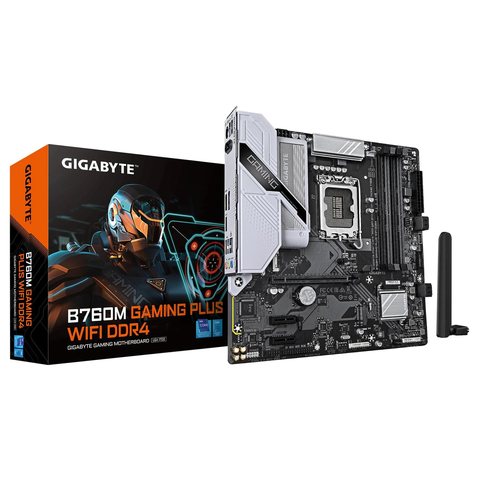 Mainboard GIGABYTE B760M GAMING PLUS WIFI DDR4 (REV. 1.1) Intel B760 LGA 1700 micro ATX RAM DDR4-SDRAM 4xSlots Wi-Fi Yes Bluetooth Yes 2xNumber of M.2 (M) slots B760MGPWIFIDDR41.1 - Image 1
