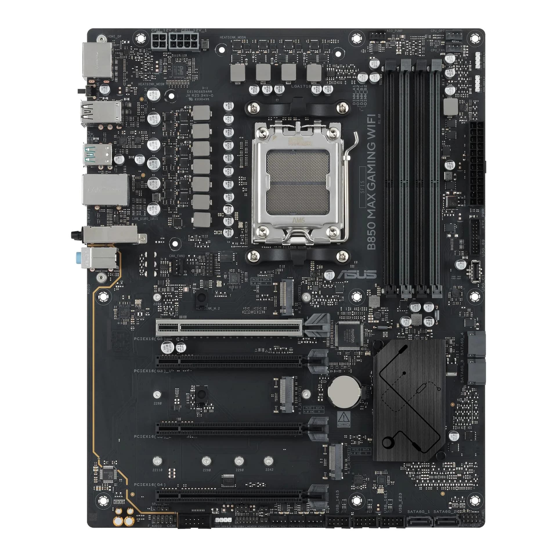 Mainboard ASUS AMD B850 Socket AM5 ATX RAM DDR5-SDRAM 4xSlots Wi-Fi Yes Bluetooth Yes 3xNumber of M.2 (M) slots B850MAXGAMINGWIFI - Image 9