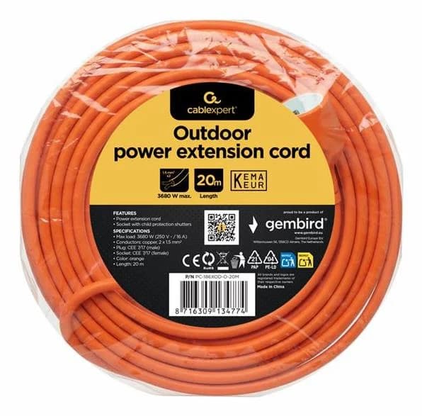 CABLE POWER EXTENSION 20M/ORANGE PC-186XOD-O-20M GEMBIRD - Image 4