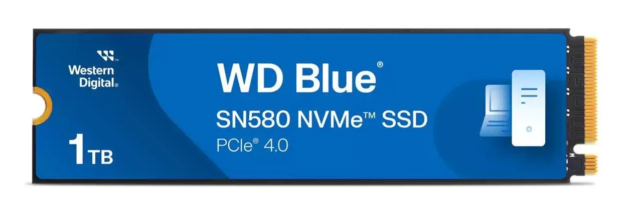 SSD WESTERN DIGITAL 600xTBW rating Read speed 4150 MB/s Write speed 4150 MB/s NVMe Yes PCI Express 4.0 M.2 1000 GB Blue SN580 WDS100T3B1E-00CHF0 - Image 1
