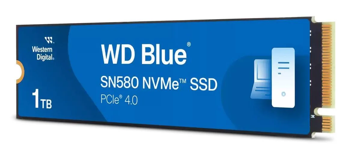 SSD WESTERN DIGITAL 600xTBW rating Read speed 4150 MB/s Write speed 4150 MB/s NVMe Yes PCI Express 4.0 M.2 1000 GB Blue SN580 WDS100T3B1E-00CHF0 - Image 2