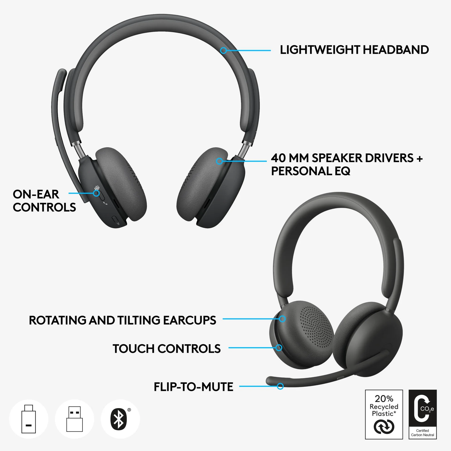 HEADSET ZONE WIRELESS 2/GRAPHITE 981-001152 LOGITECH - Image 11