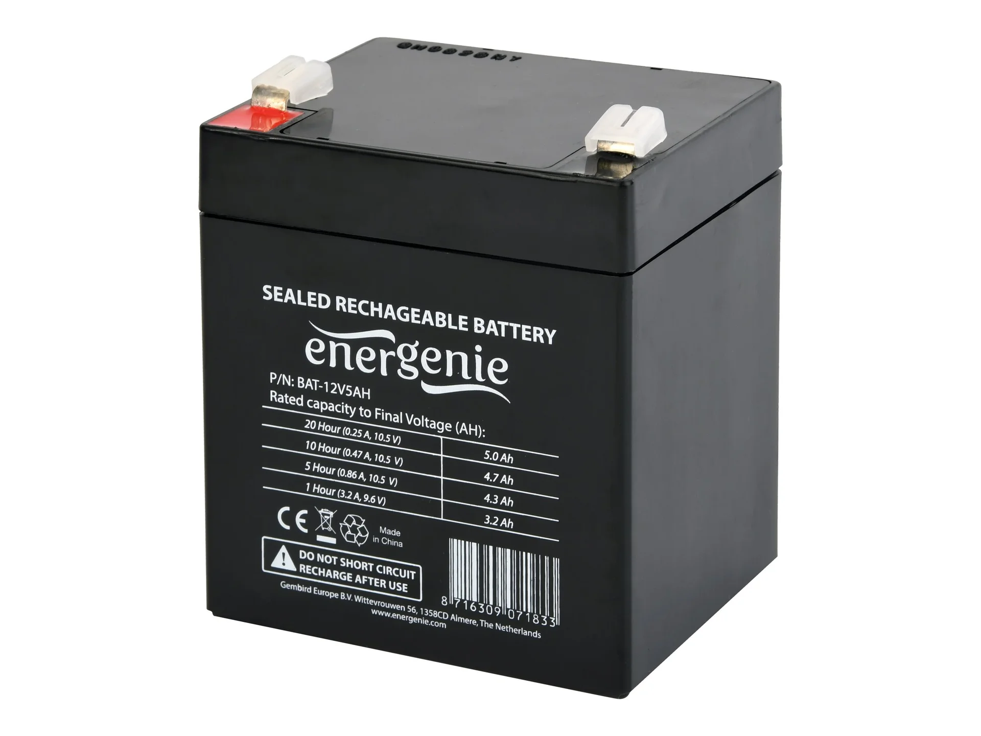 EnerGenie   Rechargeable battery 12 V 5 AH for UPS   BAT-12V5AH - Image 1