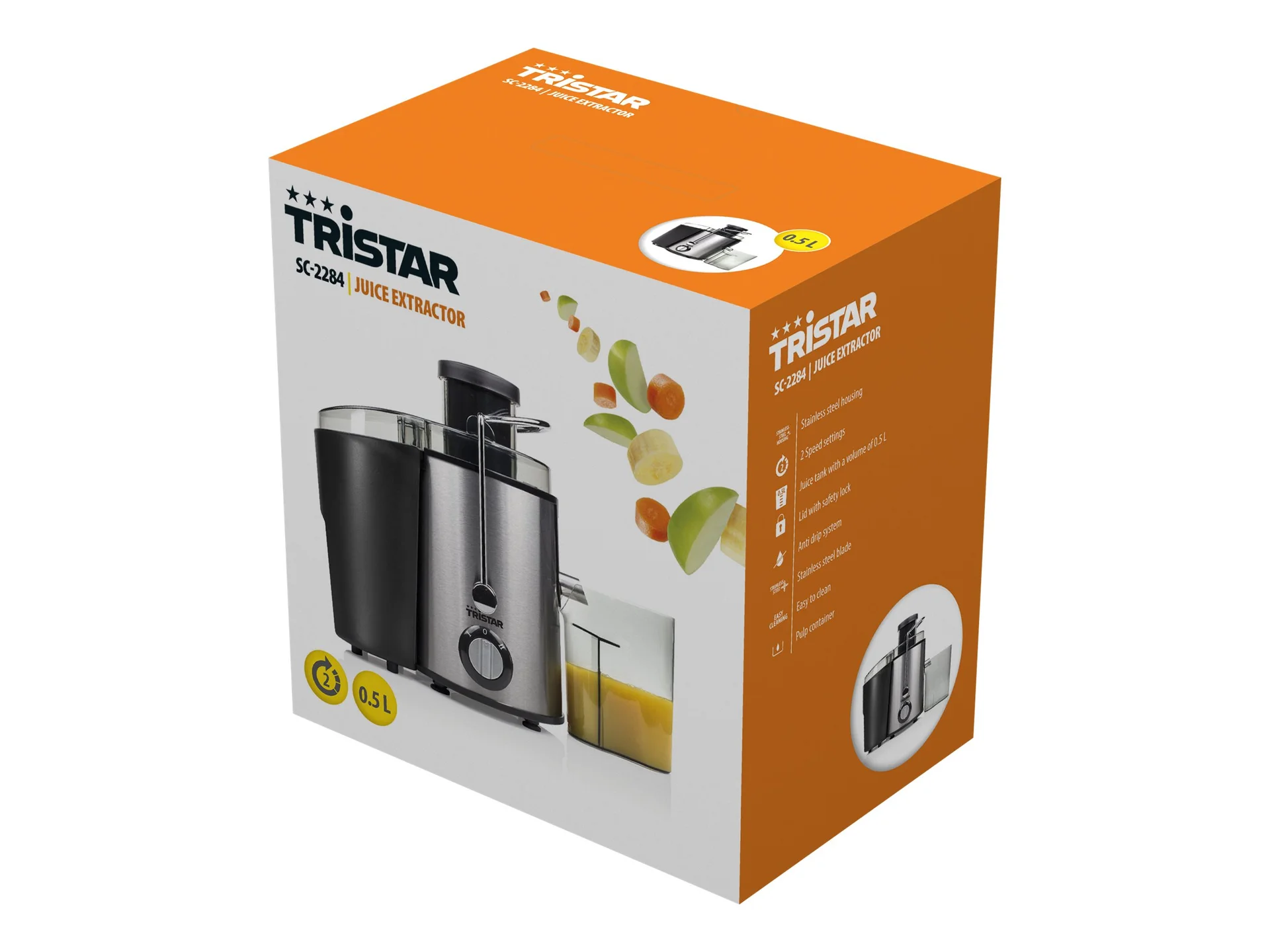 Juicer   Tristar   SC-2284   Type Centrifugal juicer   Black/Stainless steel   400 W   Number of speeds 2 - Image 5