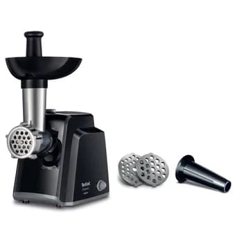 TEFAL Meat mincer NE105838 Black 1400 W Number of speeds 1 Throughput (kg/min) 1.7 The set includes 3 stainless steel sieves for medium or coarse grinding. - Image 1