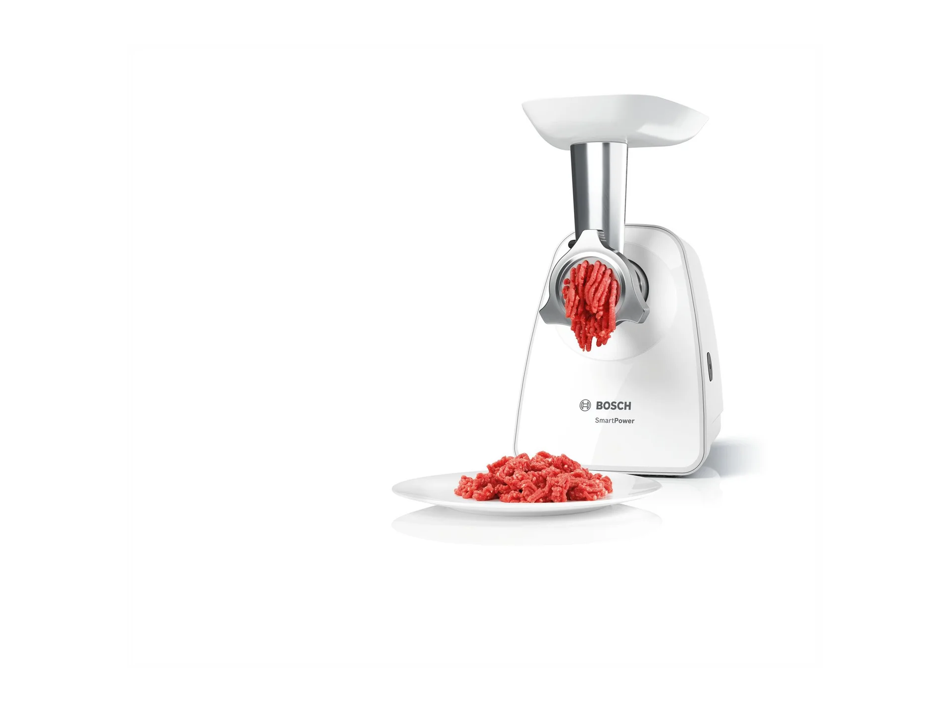 Bosch   Meat mincer SmartPower   MFW2510W   White   350 W   Number of speeds 1   2 Discs: 3.8 and 8 mm; Sausage filler accessory. - Image 2