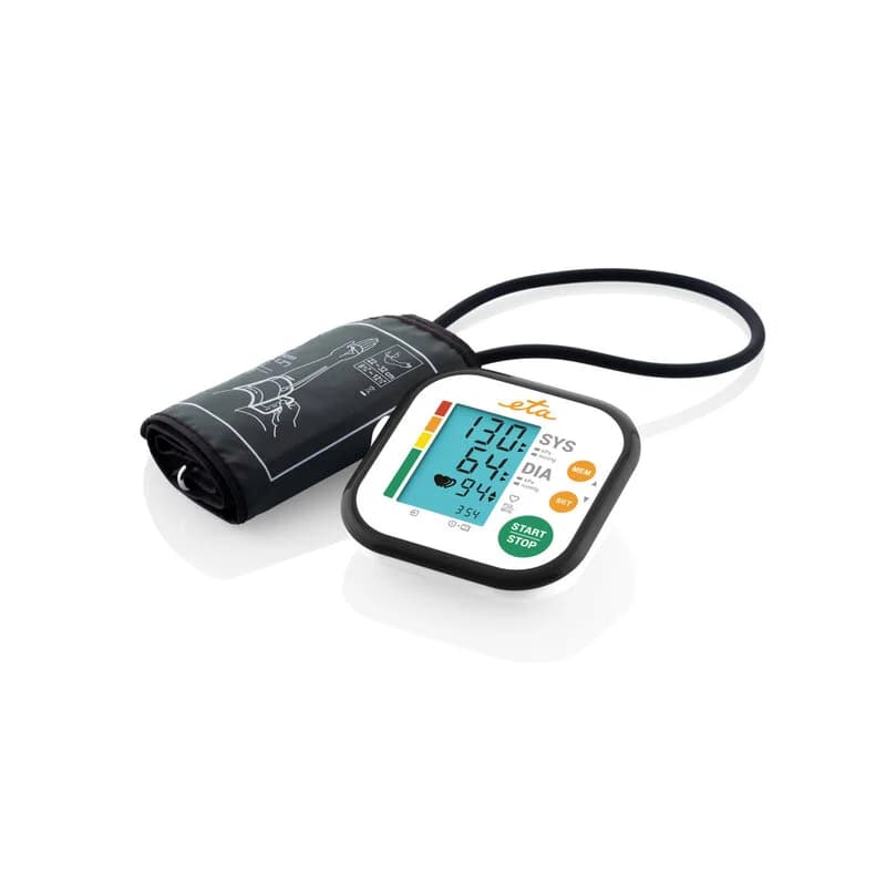 ETA   Upper Arm Blood Pressure Monitor   ETA229790000   Memory function   Number of users 2 user(s)   4   Suitable for home use. Measurement of systolic and diastolic pressure, pulse. Oscillometric measurement method. Display of measured values ​​on LCD. 