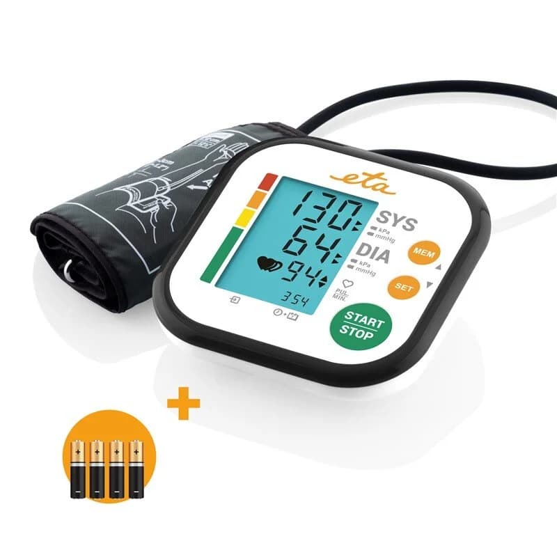 ETA   Upper Arm Blood Pressure Monitor   ETA229790000   Memory function   Number of users 2 user(s)   4   Suitable for home use. Measurement of systolic and diastolic pressure, pulse. Oscillometric measurement method. Display of measured values ​​on LCD. 