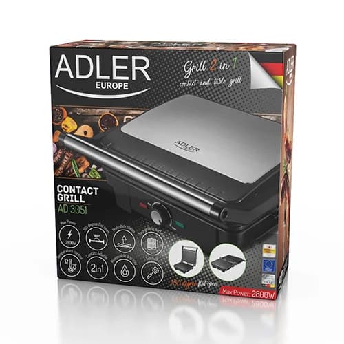 Adler   Electric Grill XL   AD 3051   Table   2800 W   Black/Stainless steel - Image 13