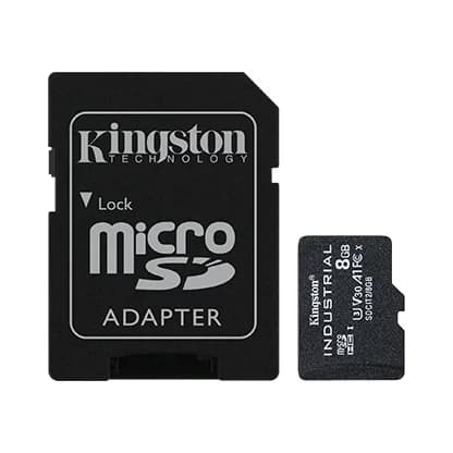 Kingston   UHS-I   8 GB   microSDHC/SDXC Industrial Card   Flash memory class Class 10, UHS-I, U3, V30, A1   SD Adapter - Image 1