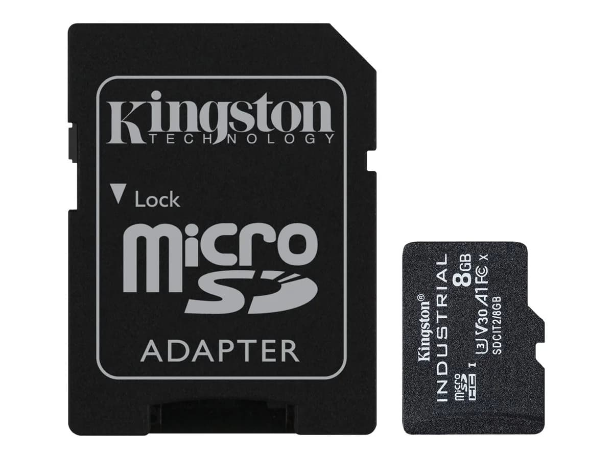 Kingston   UHS-I   8 GB   microSDHC/SDXC Industrial Card   Flash memory class Class 10, UHS-I, U3, V30, A1   SD Adapter - Image 2