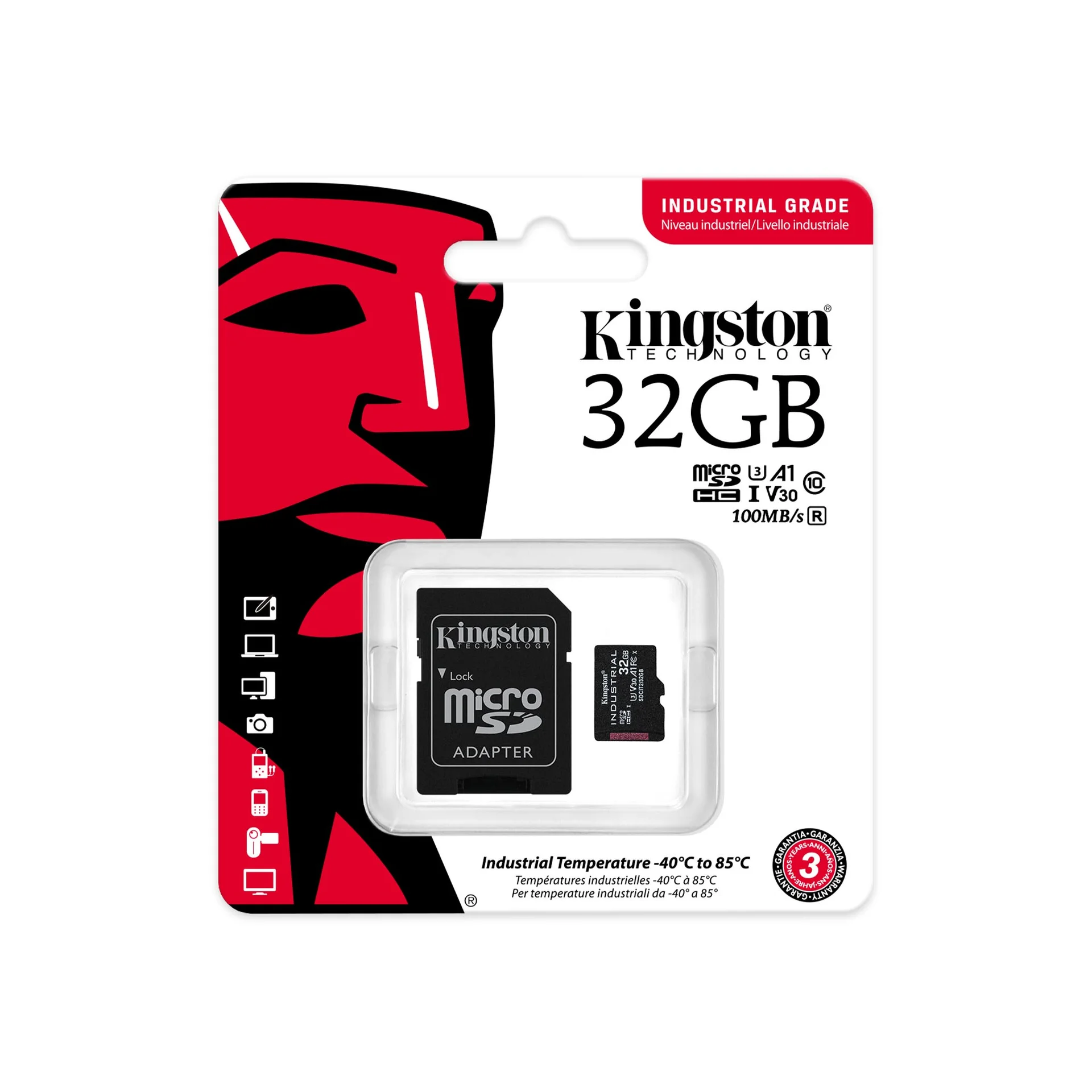 Kingston   UHS-I   32 GB   microSDHC/SDXC Industrial Card   Flash memory class Class 10, UHS-I, U3, V30, A1 - Image 3