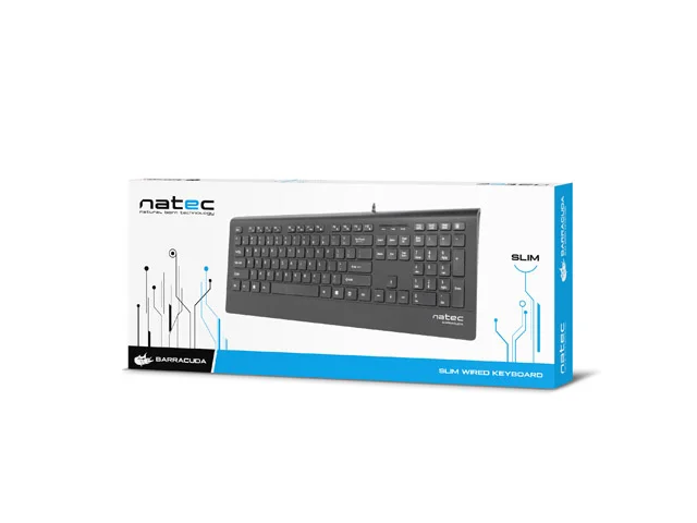 Natec Keyboard, Barracuda, US Layout, Slim Natec Keyboard Barracuda Standard Wired US Black 529 g - Image 11