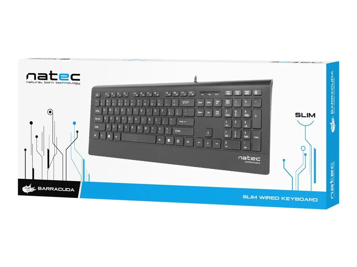 Natec Keyboard, Barracuda, US Layout, Slim Natec Keyboard Barracuda Standard Wired US Black 529 g - Image 12