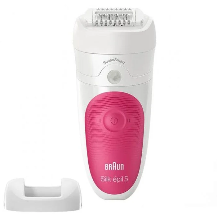Braun   Epilator   Silk-épil 5 SE5500   Operating time (max) 30 min   Bulb lifetime (flashes) Not applicable   Number of power levels 1   Wet & Dry   White/Pink - Image 1